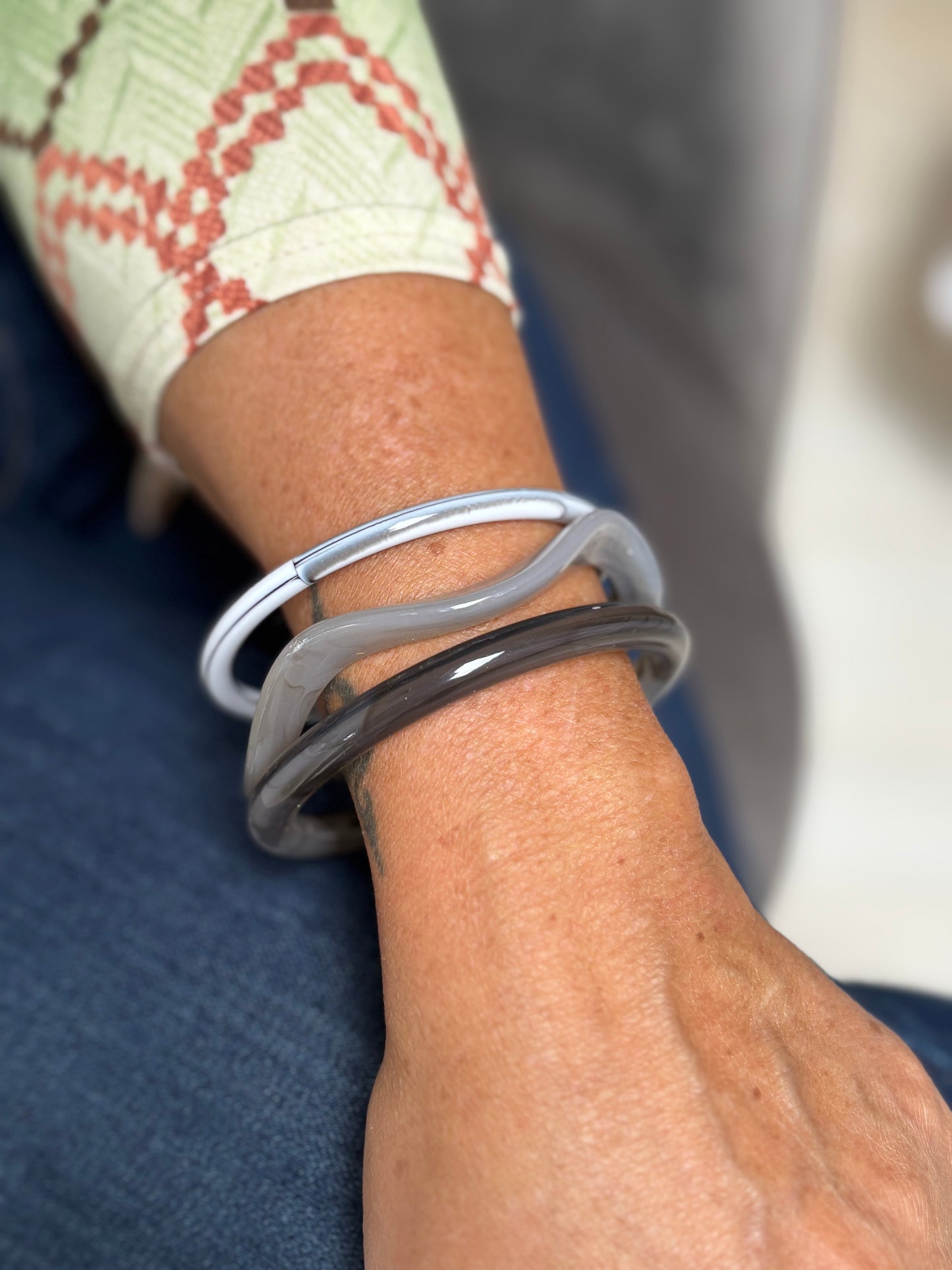 Bracelet Luz — Gris/blanc