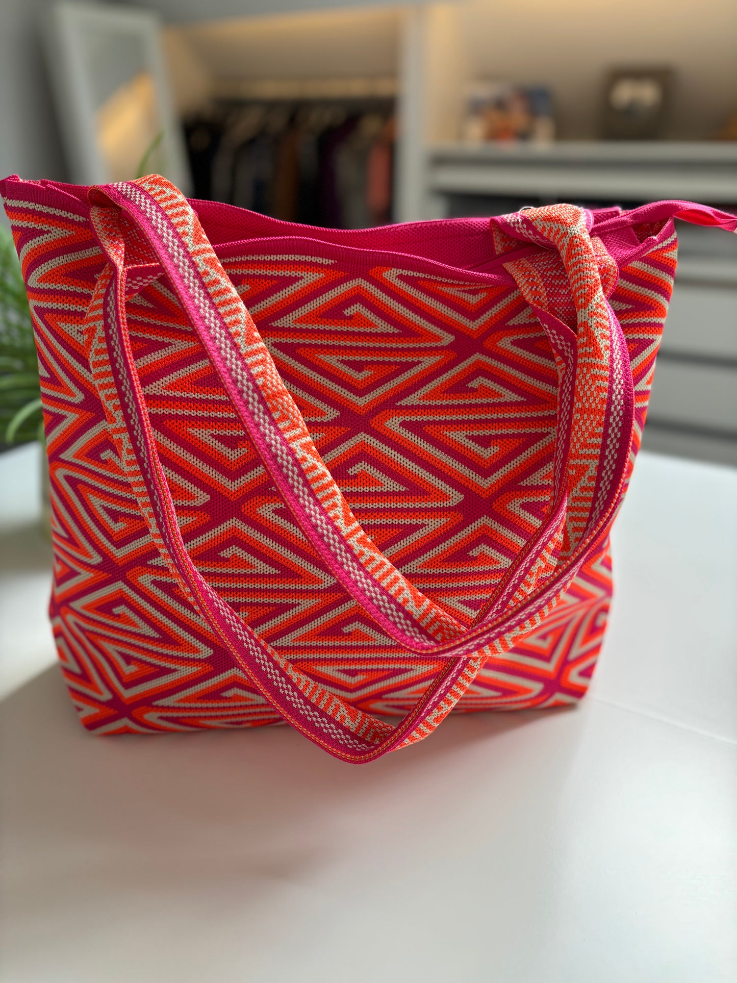 Sac de plage Ibiza — Rose fluo