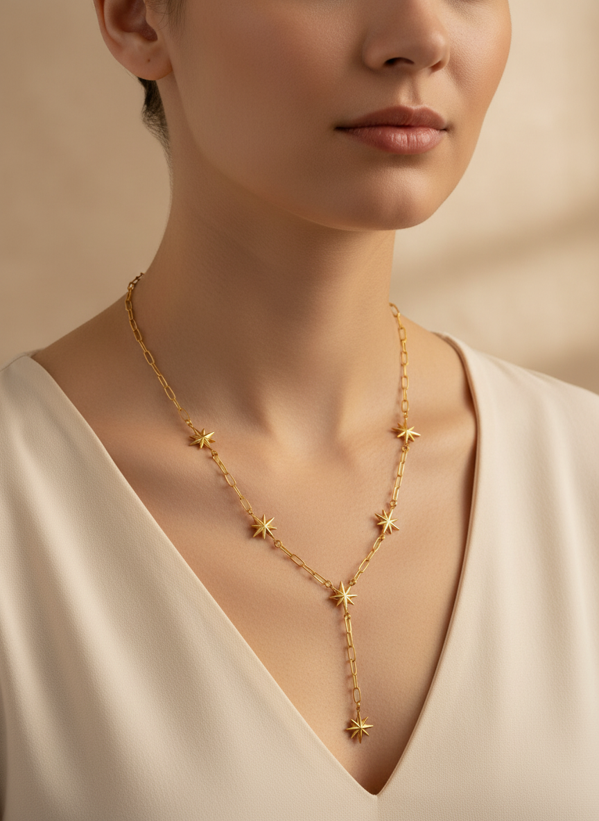 Collier Anita doré porté