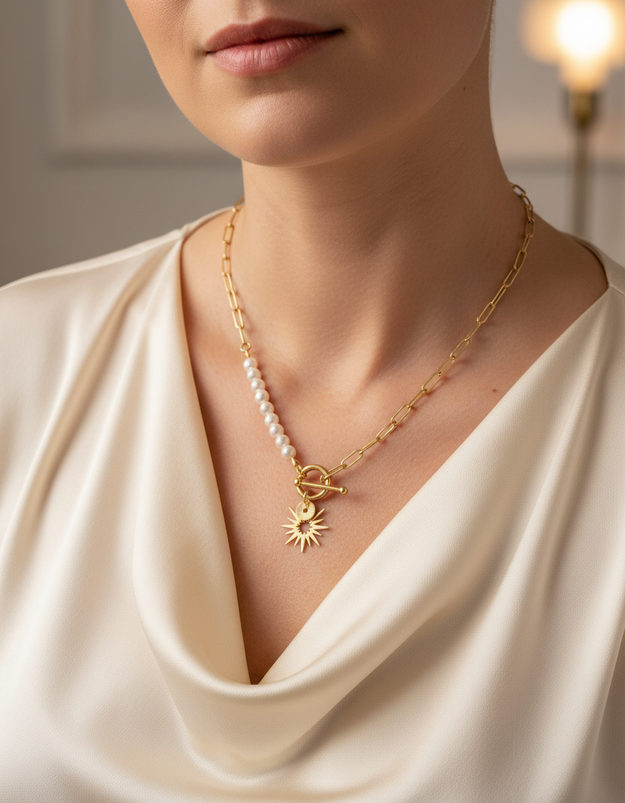 Visuel porté Collier Oria doré