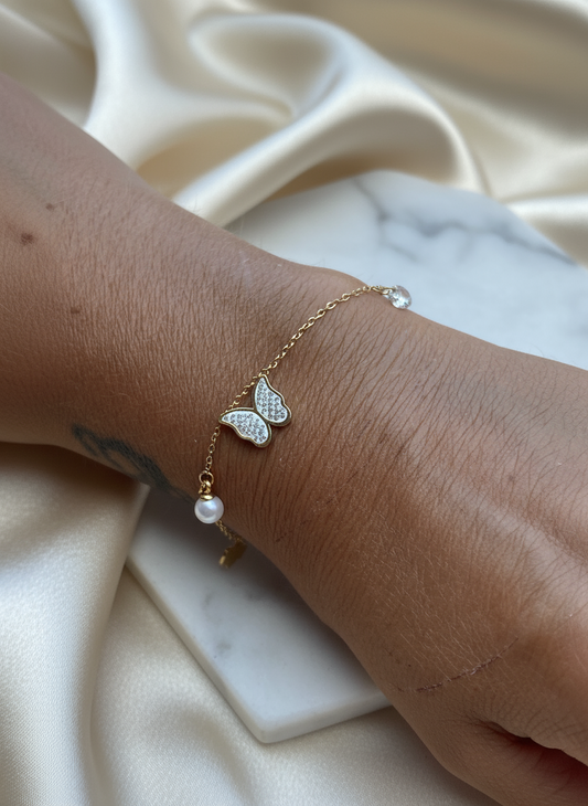 Bracelet papillons & perles